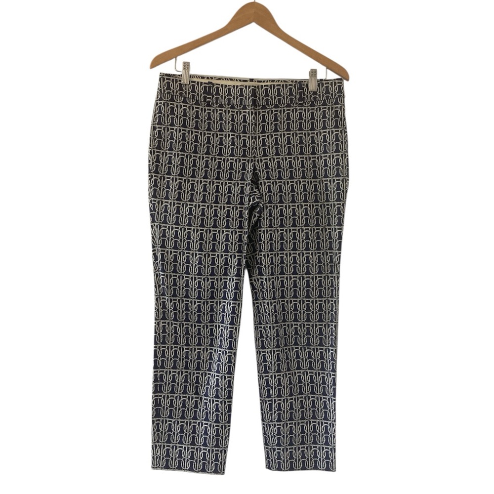 J. Crew Size 6 White and Blue Capris with Tailored Silhouette